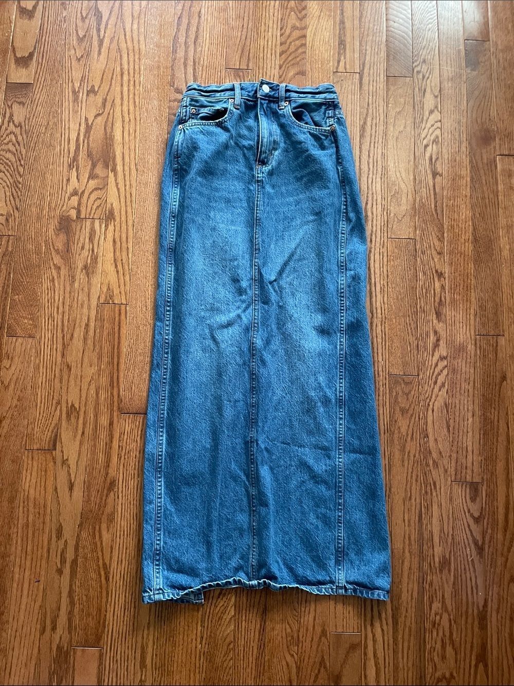 Denim Forum 90s Pencil Maxi Jean Skirt Medium Wash Women’s Sz 24